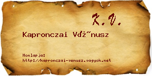 Kapronczai Vénusz névjegykártya