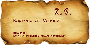 Kapronczai Vénusz névjegykártya